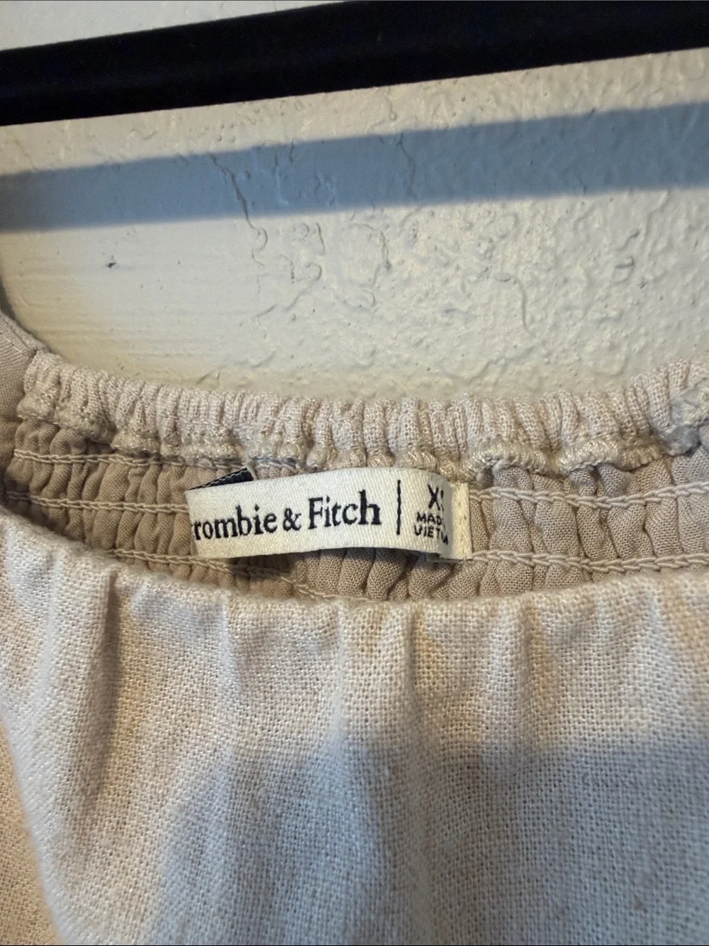 Abercrombie & Fitch Cream Puff-Sleeve Square Neck Blouse